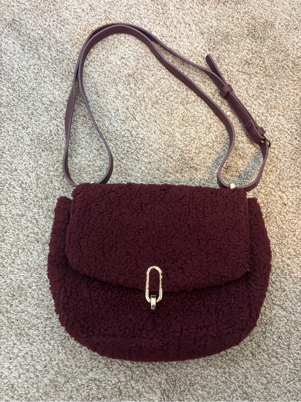 Plush Crossbody Bag in Burgundy - Women's Shoulder Bag A New Day Target